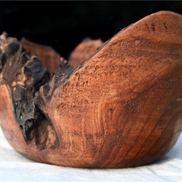turned bowl with natural feature