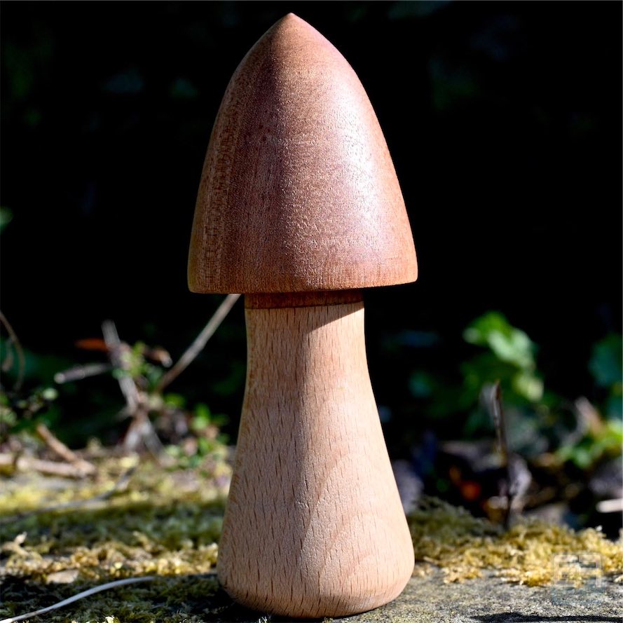 turned wooden mushroom
